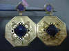ESTATE LARGE 1.12CT DIAMOND & AMETHYST 18KT WHITE & YELLOW GOLD OCTAGAN EARRINGS