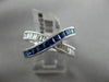 ESTATE WIDE 1.85CT DIAMOND & AAA SAPPHIRE 14KT WHITE GOLD MILGRAIN X LOVE RING