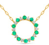 .88CT DIAMOND & AAA EMERALD 14KT YELLOW GOLD CIRCLE OF LIFE ADJUSTABLE NECKLACE