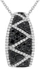 1.16CT WHITE & BLACK DIAMOND 14K WHITE GOLD 3D MULTI ROW GEOMETRICAL FUN PENDANT
