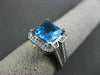 ESTATE WIDE 3.5CTW DIAMOND & AAA EXTRA FACET BLUE TOPAZ 14K WHITE GOLD HALO RING