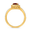 LARGE 1.19CT DIAMOND & AAA RUBY 14K YELLOW GOLD PEAR SHAPE DOUBLE SOLITAIRE RING