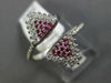 ESTATE WIDE .36CT DIAMOND & AAA RUBY 14KT WHITE GOLD TRIANGLE PAVE FLEXIBLE RING