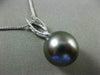ESTATE .11CT DIAMOND 14K WHITE GOLD 3D TAHITIAN PEARL OPEN LEAF FLOATING PENDANT