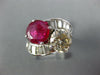 LARGE 3.65CT WHITE FANCY YELLOW DIAMOND & RUBY 18KT WHITE GOLD CRISS CROSS RING