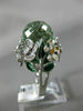 EXTRA LARGE 14.14CT DIAMOND AAA GREEN AMETHYST & ENAMEL 18KT WHITE GOLD FUN RING