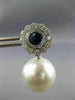 ESTATE 1.55CT DIAMOND AAA SAPPHIRE & SOUTH SEA PEARL 18KT WHITE GOLD 3D EARRINGS
