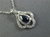 ESTATE .46CT DIAMOND & AAA SAPPHIRE 14KT WHITE GOLD 3D TEAR DROP FLOWER PENDANT
