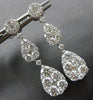 LARGE 3.2CT DIAMOND 18KT WHITE GOLD 3D CLASSIC TEAR DROP FLOWER HANGING EARRINGS