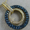 ESTATE LARGE 1.0CT WHITE & BLUE DIAMOND 14KT YELLOW GOLD CIRCLE OF LIFE PENDANT