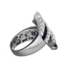 LARGE 4.01CT DIAMOND & AAA SAPPHIRE 18K WHITE GOLD 3D ROUND & BAGUETTE LOVE RING