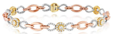 1.73CT DIAMOND 14KT WHITE YELLOW & ROSE GOLD 3D INFINITY FLORAL TENNIS BRACELET