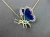 ANTIQUE .25CT DIAMOND 14KT TWO TONE GOLD 3D ENAMEL BUTTERFLY NECKLACE #23628