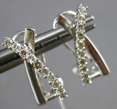 ESTATE .38CT DIAMOND 14KT WHITE GOLD 3D CRISS CROSS X CLIP ON HANGING EARRINGS