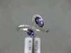 ESTATE WIDE .71CT DIAMOND & AAA OVAL AMETHYST 14KT WHITE GOLD 3D SNAKE LOVE RING