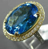EXTRA LARGE 16.72CT DIAMOND & AAA OVAL BLUE TOPAZ 14KT 2 TONE GOLD 3D HALO RING