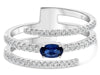 WIDE .66CT DIAMOND AAA SAPPHIRE 14KT WHITE GOLD OVAL ROUND 3 ROW ENGAGEMENT RING