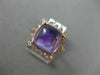 LARGE 4.63CT DIAMOND & AAA CUSHION CUT CABOCHON AMETHYST 14K ROSE GOLD HALO RING