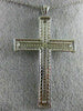 ESTATE EXTRA LARGE 1.49CT DIAMOND 18KT WHITE GOLD 3D PAVE CROSS FLOATING PENDANT