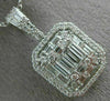 ESTATE EXTRA LARGE 2.07CT ROUND BAGUETTE DIAMOND 14K WHITE GOLD CLUSTER PENDANT