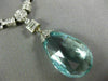 ANTIQUE EXTRA LARGE 41CT DIAMOND & AAA AQUAMARINE 18K WHITE GOLD LARIAT NECKLACE