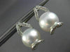 ESTATE LARGE .4CT DIAMOND & AAA SOUTH SEA PEARLS 18K WHITE GOLD HANGING EARRINGS