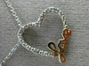 ESTATE .02CT DIAMOND 14KT WHITE & ROSE GOLD 3D OPEN HEART LOVE FLOATING PENDANT