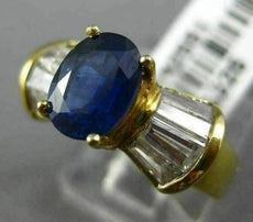 ESTATE WIDE 2.71CT DIAMOND & AAA OVAL SAPPHIRE 14KT YELLOW GOLD ENGAGEMENT RING