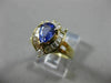 ESTATE 1.33CT DIAMOND & AAA PEAR TANZANITE 14K YELLOW GOLD 3D COCKTAIL RING 9787