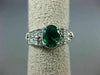 ESTATE 1.21CT DIAMOND & AAA OVAL EMERALD 14KT WHITE GOLD 3D LOVE ENGAGEMENT RING
