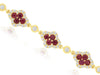 4.10CT DIAMOND & AAA RUBY 14KT YELLOW GOLD MULTI FLOWER ETERNITY TENNIS BRACELET