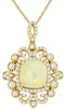 1.97CT DIAMOND & AAA OPAL 14KT YELLOW GOLD CUSHION & ROUND OPEN FILIGREE PENDANT