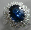 ESTATE LARGE 3.53CT DIAMOND & AAA SAPPHIRE 14KT WHITE GOLD OVAL ENGAGEMENT RING