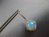 4.3CT DIAMOND & AAA AUSTRALIAN OPAL 14KT WHITE GOLD 3D CUSHION HANGING EARRINGS