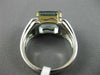 LARGE 3.32CT DIAMOND & AAA AQUAMARINE 14K 2 TONE GOLD TRIANGULAR ENGAGEMENT RING
