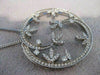 LARGE ANTIQUE DIAMOND 14KT WHITE GOLD FLOWER MEDAL PENDANT + CHAIN #18538