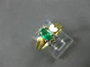 ESTATE .60CT DIAMOND & EMERALD 14K WHITE & YELLOW GOLD FLOWER COCKTAIL RING #804