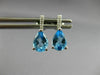 ESTATE 2.02CT DIAMOND & AAA BLUE TOPAZ 14K WHITE GOLD TEAR DROP HANGING EARRINGS
