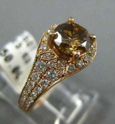 1.63CT WHITE & CHOCOLATE FANCY DIAMOND 14K ROSE GOLD 3D FILIGREE ENGAGEMENT RING