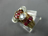 ANTIQUE LARGE .70CT OLD MINE DIAMOND & AAA RUBY 14K WHITE & ROSE GOLD RING #1653