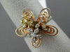 ESTATE WIDE .36CT DIAMOND 14KT WHITE YELLOW ROSE GOLD 3D STAR FLOWER LOVE RING