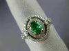 ESTATE 1.21CT DIAMOND & AAA EMERALD 18KT 2 TONE GOLD DOUBLE HALO ENGAGEMENT RING