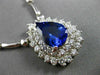 ESTATE LARGE 4.94CT DIAMOND & TANZANITE 18K WHITE GOLD DROP DOUBLE HALO NECKLACE