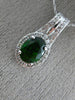 ESTATE 1.54CT DIAMOND & AAA GREEN GARNET 14KT WHITE GOLD 3D OVAL HALO PENDANT