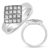 WIDE .44CT DIAMOND 14KT WHITE GOLD 3D MULTI ROW CRISS CROSS SIDEWAYS SQUARE RING