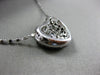 ESTATE 1.22CT WHITE & BLACK DIAMOND 14K WHITE GOLD LOVE HEART PENDANT CHAIN #586