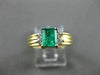 ESTATE .91CT DIAMOND & EMERALD 14KT YELLOW GOLD RECTANGLE ENGAGEMENT RING #19177