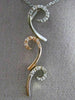 ESTATE .15CT DIAMOND 14KT WHITE & ROSE GOLD 3D FLORAL LEAF HANGING PENDANT CHAIN