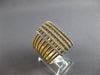 EXTRA LARGE 1.05CT DIAMOND 14KT 2 TONE GOLD MULTI ROW MULTI BAR CRISS CROSS RING