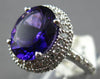 LARGE 3.89CT DIAMOND & AAA AMETHYST 14KT WHITE GOLD OVAL & ROUND ENGAGEMENT RING